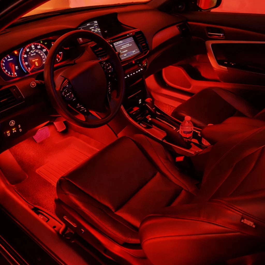 Striscia Interni Auto LED Rosso Luci Vano Piedi Atmosfera Ambiente USB 10W