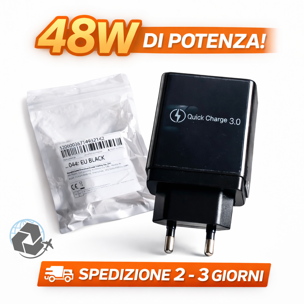Caricatore Multiplo 48W Caricabatteria Universale Presa Multipla USB EU